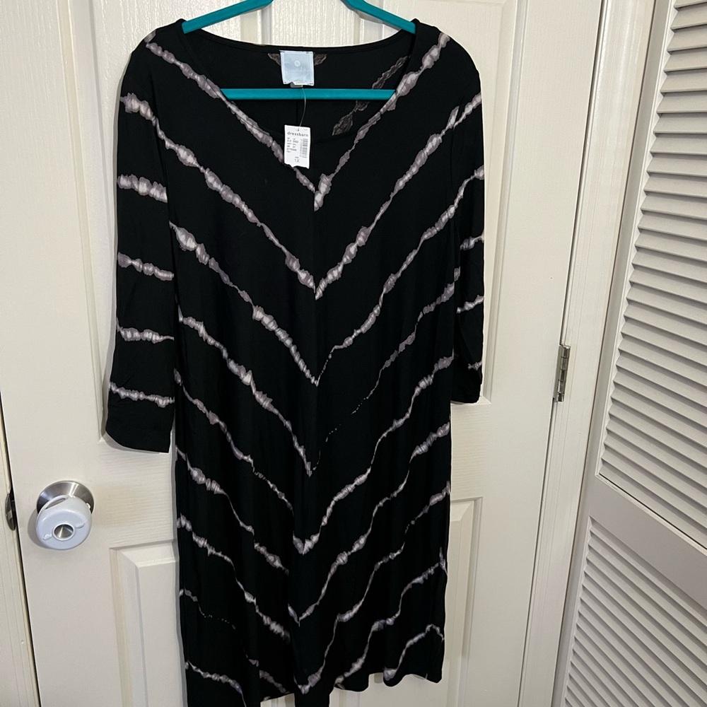 NWT Dress Barn Black Sheath Dress V-Neck Midi